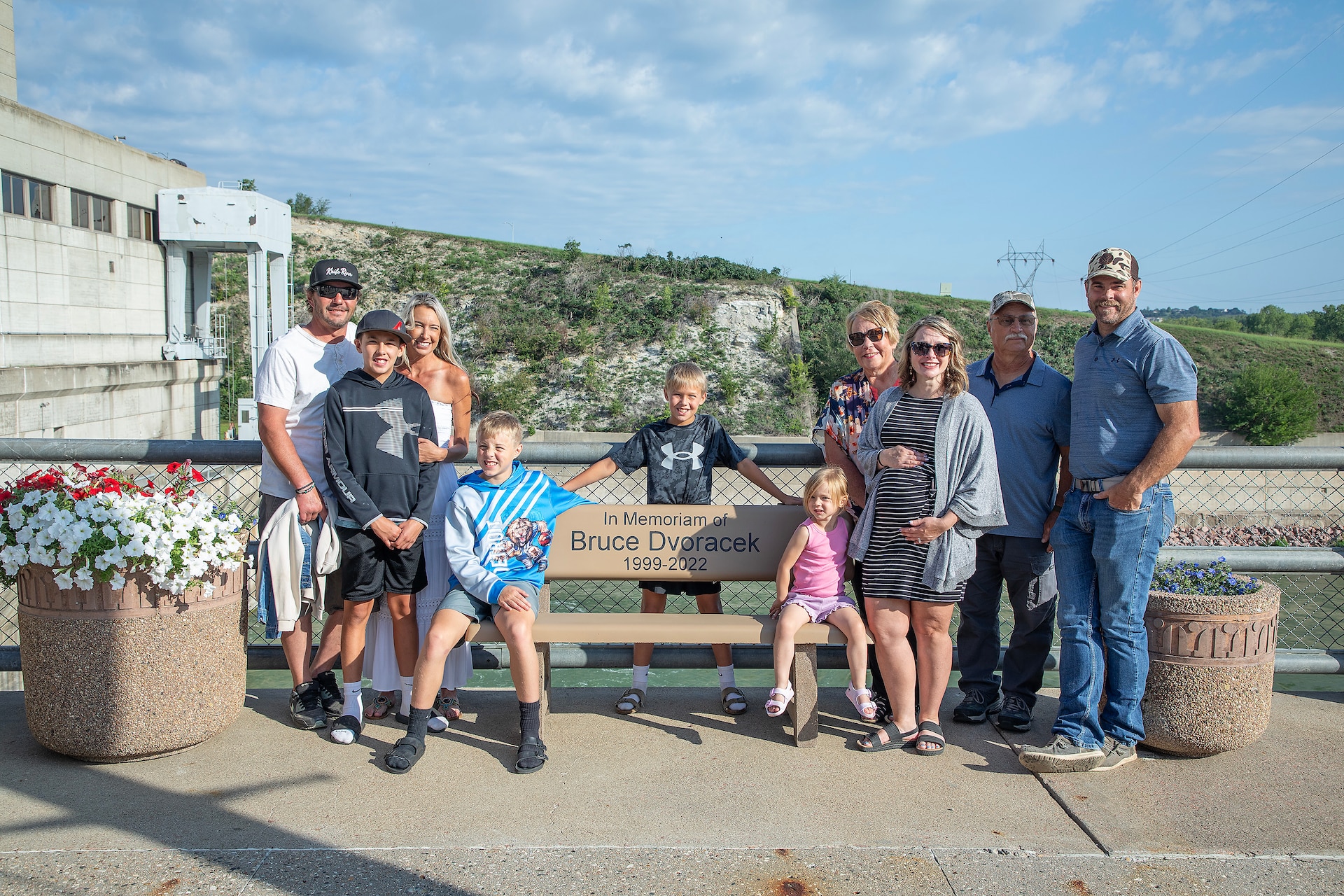 A photo from a memorial bench dedication ceremony and tour.