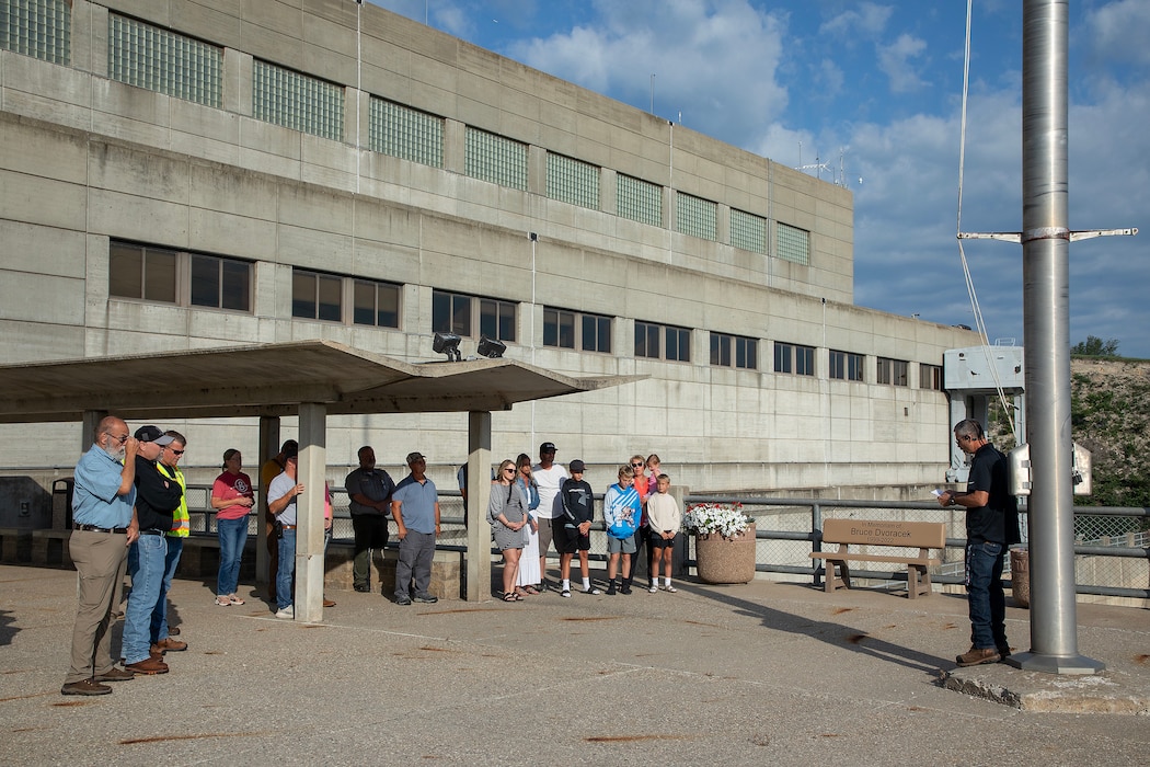 A photo from a memorial bench dedication ceremony and tour.