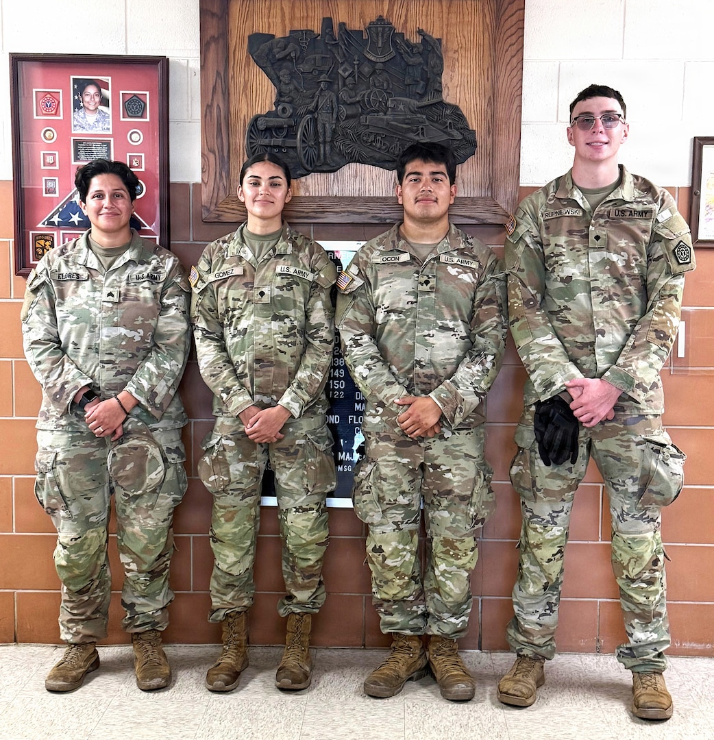 From left, Sgt. Summer Flores, Spc. Melissa Gomez, Spc. Joel Ocon and Spc. Simon Rupniewski assisted a man involved in a serious motorcycle accident Aug. 10 while the Illinois Army National Guard’s North Riverside-based 708th Medical Company (Ground Ambulance) was training during Northern Strike at Camp Grayling Joint Maneuver Training Center in Michigan. Courtesy photo.