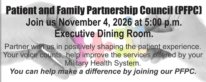 Patient and Family Partnership Council (PFPC) Meeting November 4, 2026, 5:00pm.