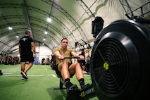 Person using a row machine