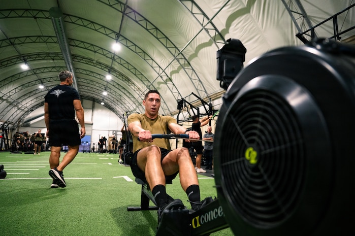 Person using a row machine
