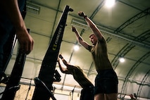 Person pulls ski erg