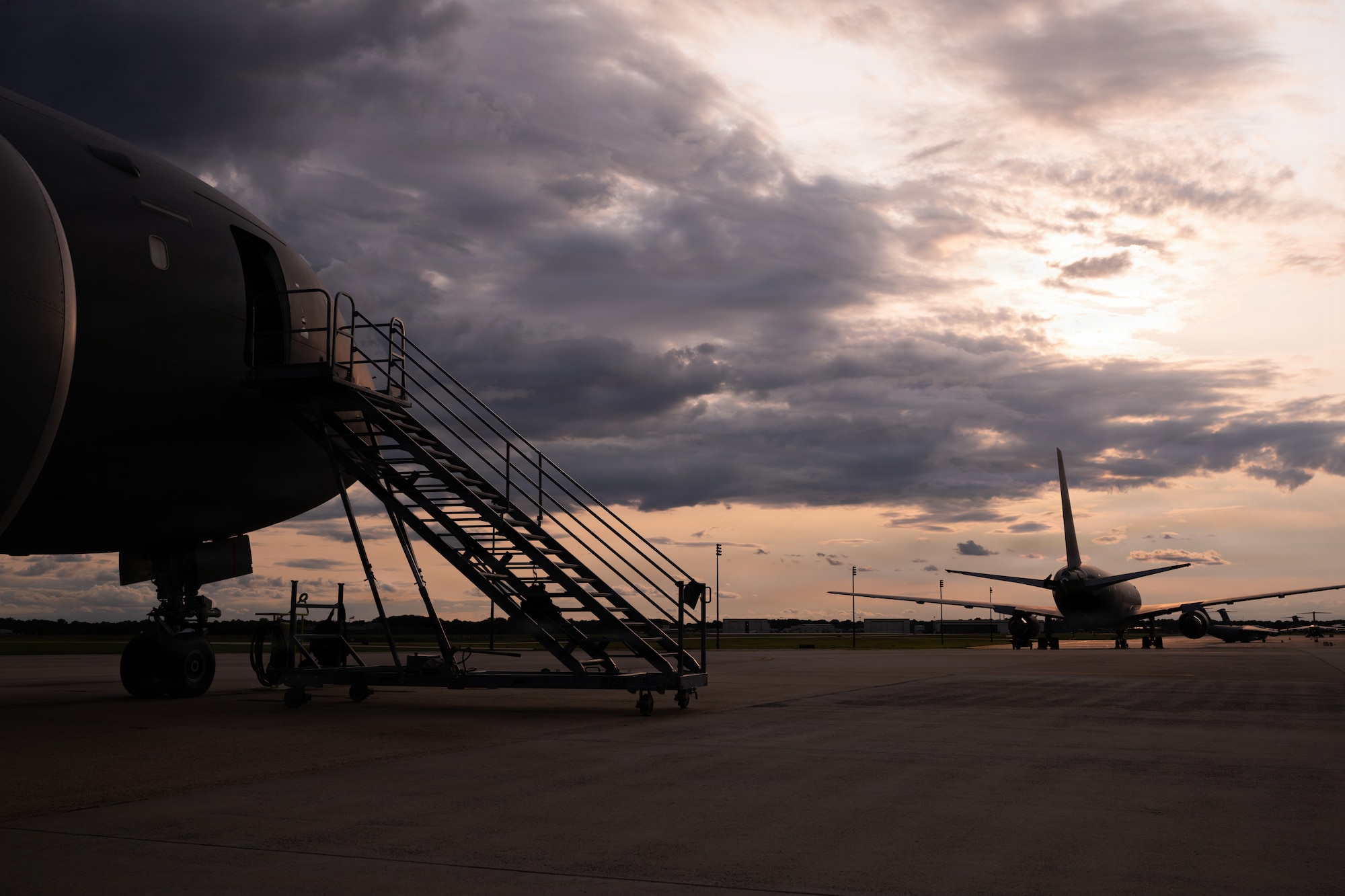 A KC-46A Pegasus aircraft sits on the flight line at Joint Base McGuire-Dix-Lakehurst, N.J., July 29, 2026.
