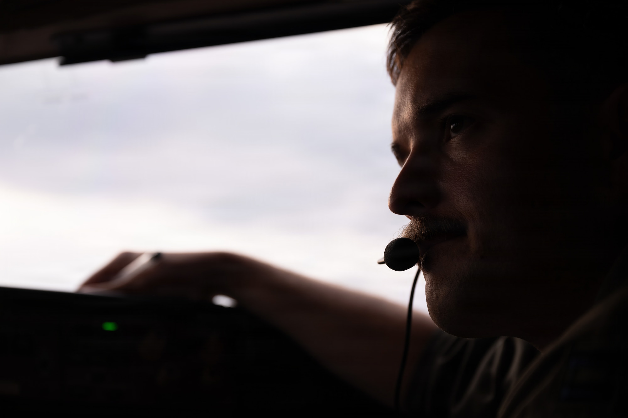 U.S. Air Force Capt. Blake Jones, 2nd Air Refueling Squadron pilot, conducts preflight checks during a KC-46A Pegasus aircraft flight at Joint Base McGuire-Dix-Lakehurst, N.J., July 29, 2026.
