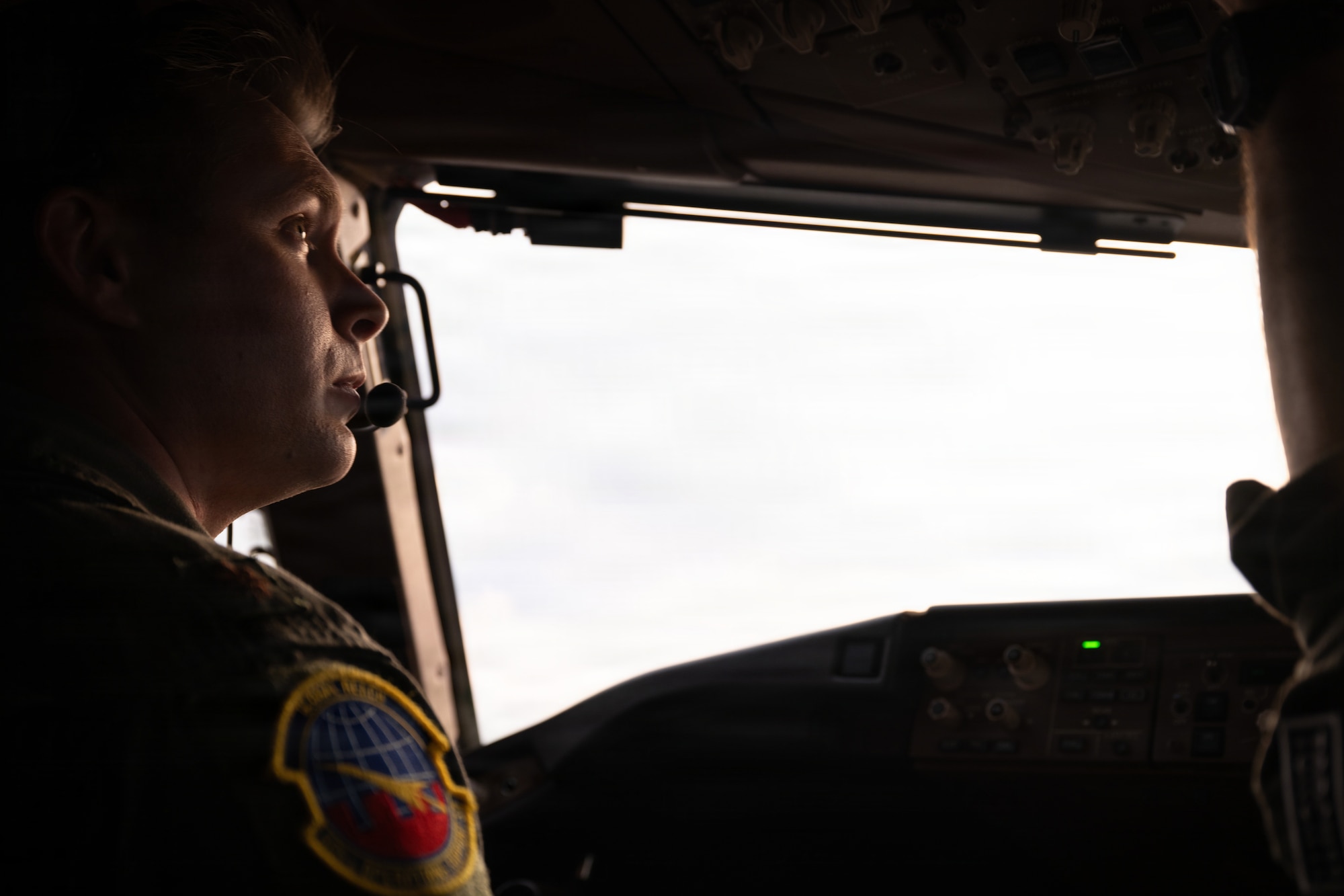 U.S. Air Force Maj. Cameron Sperry, 2nd Air Refueling Squadron pilot, conducts preflight checks during a KC-46A Pegasus aircraft flight at Joint Base McGuire-Dix-Lakehurst, N.J., July 29, 2026.
