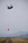 A CH-47 Chinook Helicopter hoovers near the Army Aviation Support Facility 2 at Pangborn Memorial Airport, East Wenatchee, Wash., August 16, 2026. Courtesy photo.