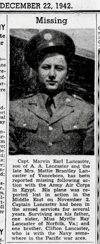 U.S. Army Air Forces Capt. Marvin E. Lancaster