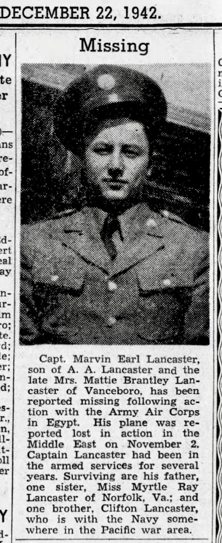 U.S. Army Air Forces Capt. Marvin E. Lancaster