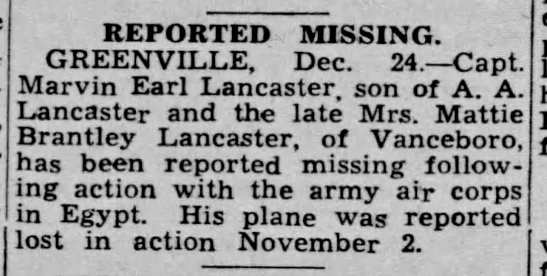 U.S. Army Air Forces Capt. Marvin E. Lancaster