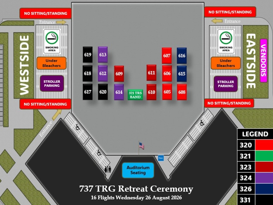 Map for 26 August Coin & Retreat Ceremonies
