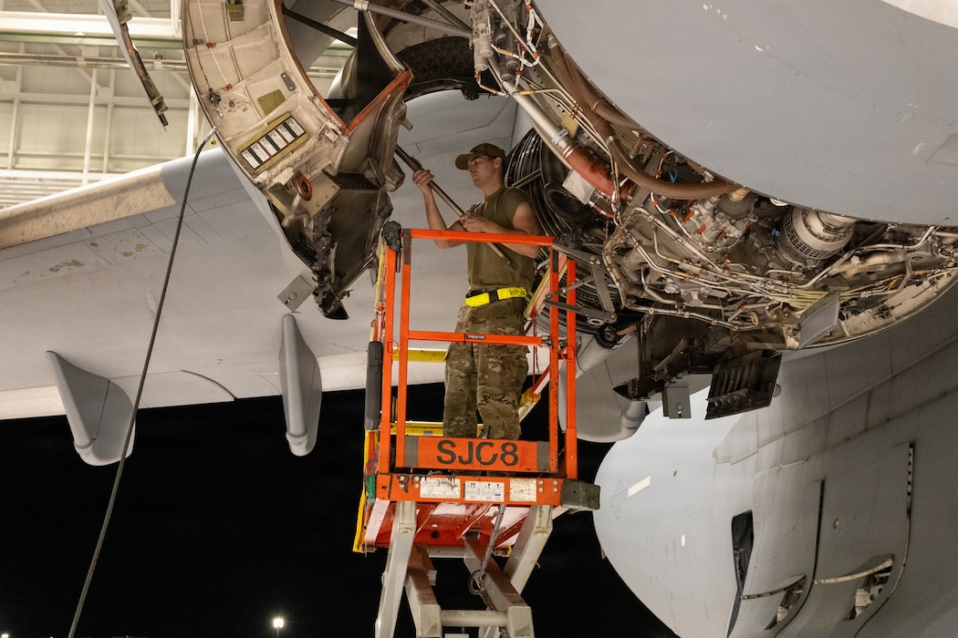 Airman working on plane