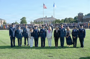 Air Force Chief of Staff Gen. Ken Wilsbach, the Commander, Bulgarian Air Force Maj. Gen. Nikolay Rusev, and other distinguished leaders pose for a group photo.