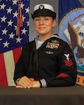 Hospital Corpsman 1st Class April Million, leading petty officer for the Adult Medical Care Clinic at Navy Medicine Readiness and Training Command Twentynine Palms, poses for an official portrait at Marine Corps Air Ground Combat Center Twentynine Palms, California, in August 2026. Million was selected as NMRTC Twentynine Palms’ Senior Sailor of the 3rd Quarter of 2026. (Courtesy photo.)