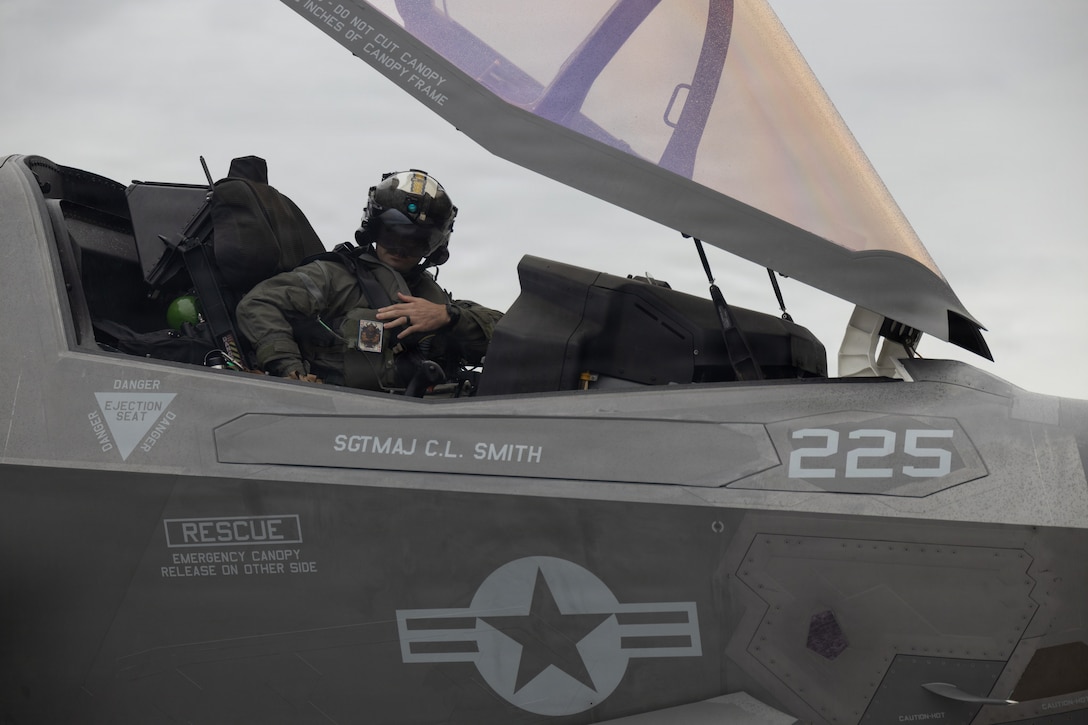 U.S. Marine Corps Capt. Jacob Decelles a pilot with Marine Fighter Attack Squadron (VMFA) 225, Marine Aircraft Group 13, 3rd Marine Aircraft Wing, prepares for flight in an F-35B Lightning II assigned to VMFA-225 during exercise Red Flag-Alaska 26-3 at Eielson Air Force Base, Alaska, Aug. 18, 2026.