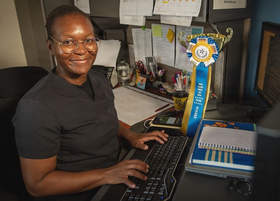 Lt. Xiomara Martinez, assigned to Navy Medicine Readiness and Training Command (NMRTC) San Diego, poses for a photo at Naval Medical Center San Diego, May 20, 2026, Martinez won the Other Process Improvement category of the 2026 Naval Medical Forces Pacific Continuous Process Improvement (CPI) Project Competition. During a major operational demand, she implemented a standardized process that boosted readiness performance from 20 percent to 95 percent between October and December 2025. (U.S. Navy photo by Petty Officer 1st Class Marcus L. Stanley)