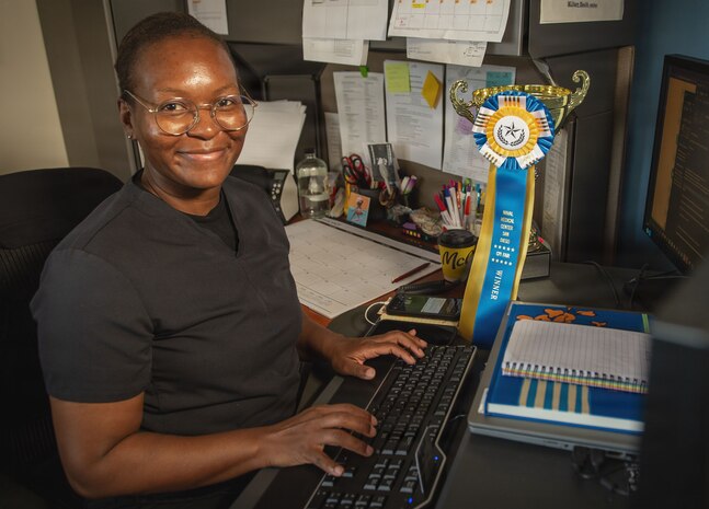 Lt. Xiomara Martinez, assigned to Navy Medicine Readiness and Training Command (NMRTC) San Diego, poses for a photo at Naval Medical Center San Diego, May 20, 2026, Martinez won the Other Process Improvement category of the 2026 Naval Medical Forces Pacific Continuous Process Improvement (CPI) Project Competition. During a major operational demand, she implemented a standardized process that boosted readiness performance from 20 percent to 95 percent between October and December 2025. (U.S. Navy photo by Petty Officer 1st Class Marcus L. Stanley)