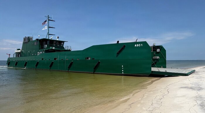 An Ancillary Surface Craft (ASC) is landed in Bayou La Batre, Alabama, Aug. 3, 2026.