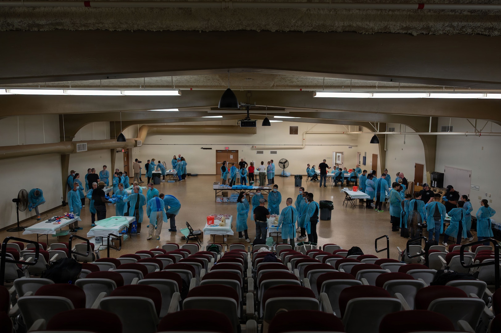 Students gather at training stations during a practical lab session as part of the Armed Forces Advanced Trauma Training at Marine Corps Base Hawaii, Aug. 20, 2026.