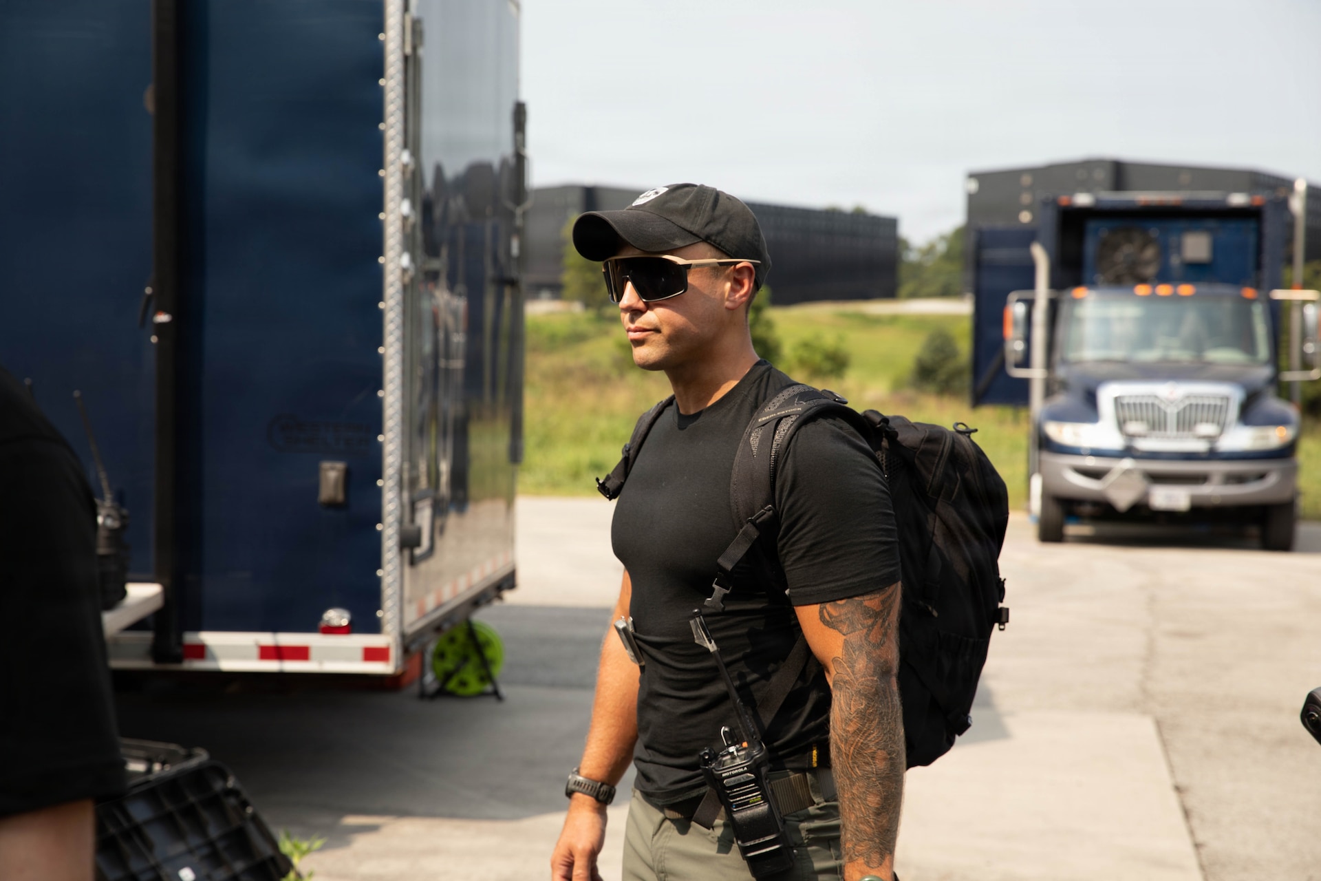 U.S. Army Staff Sgt. Matthew Lee prepares for a training exercise at Jim Beam Distillery Booker Noe Plant in Boston, Kentucky, Aug. 11, 2026.