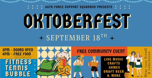 Oktoberfest informational graphic with art, date, time, location