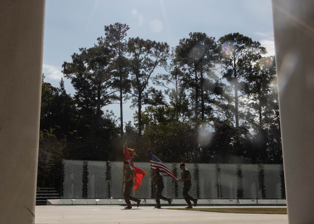 U.S. Marines with 1st Battalion, 8th Marine Regiment, 2d Marine Division conduct a memorial run at Lejeune Memorial Gardens in Jacksonville, North Carolina, Oct. 22, 2024. The run was held to honor the lives lost after the Beirut, Lebanon bombings on Oct. 23, 1983. (U.S. Marine Corps photo by Pfc. Luke Rodriguez)