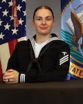 Hospitalman Hanna Parkos, assigned to Navy Medicine Readiness and Training Command Twentynine Palms, poses for an official command photo at Marine Corps Air Ground Combat Center Twentynine Palms, California, August 2026. Parkos was selected as the command’s Blue Jacket of the 3rd Quarter. (Courtesy photo).