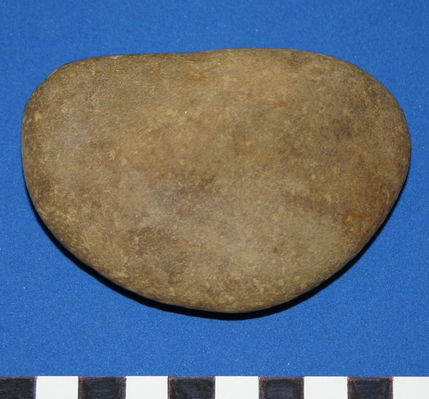 stone on blue background