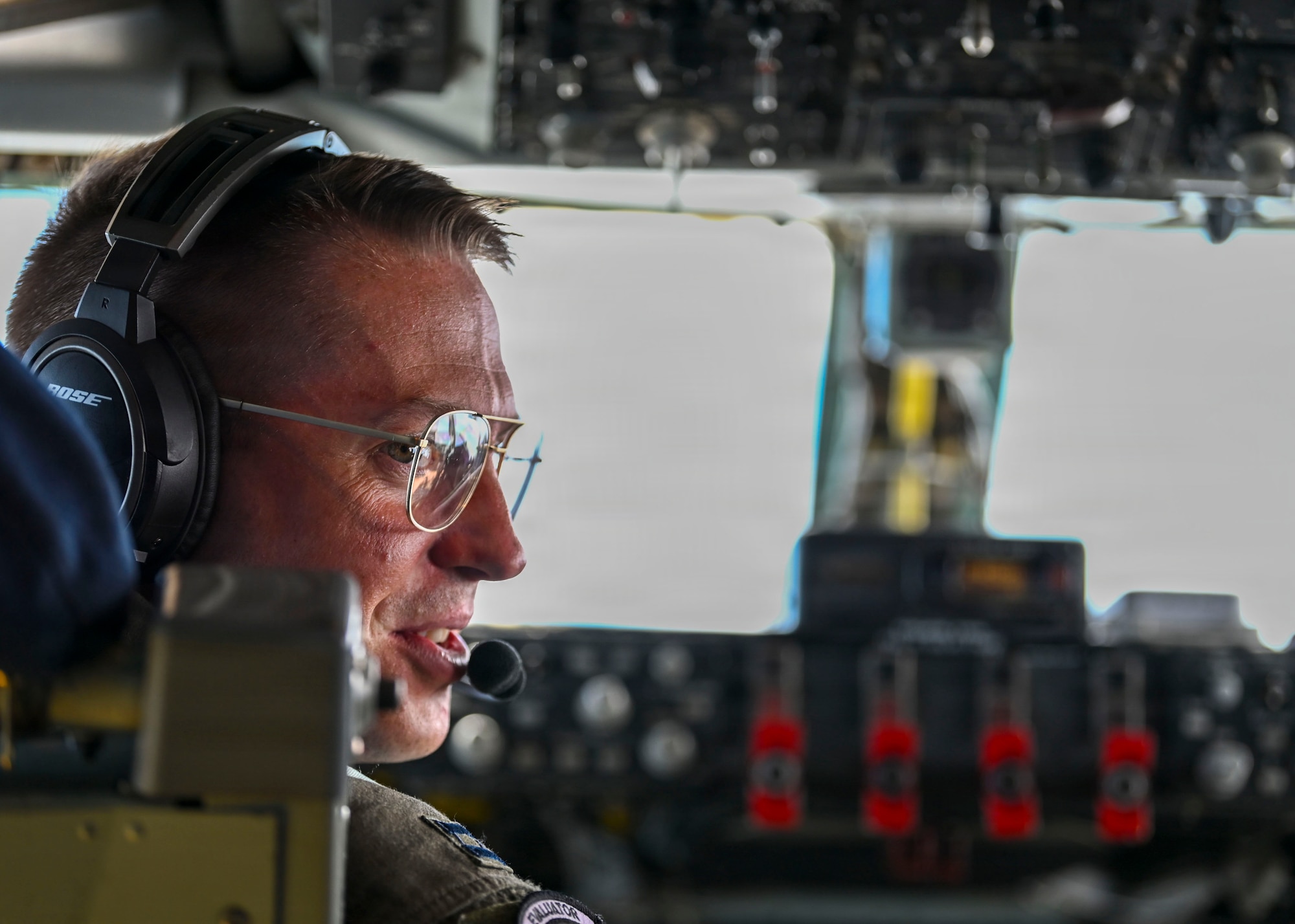 U.S. Air Force Capt. Ellis, 91st Air Refueling Squadron pilot, participates in a flyover honoring retired U.S. Air Force Col. Jesse C. Bush Jr. above Arlington National Cemetery during his interment ceremony in Arlington, Virginia, Aug. 20, 2026. Bush, a World War II veteran and the last living survivor of the Berlin Airlift, served in the U.S. Air Force for more than 31 years. The flyover honored his life, service and lasting legacy. (U.S. Air Force photo by Senior Airman Monique Stober)