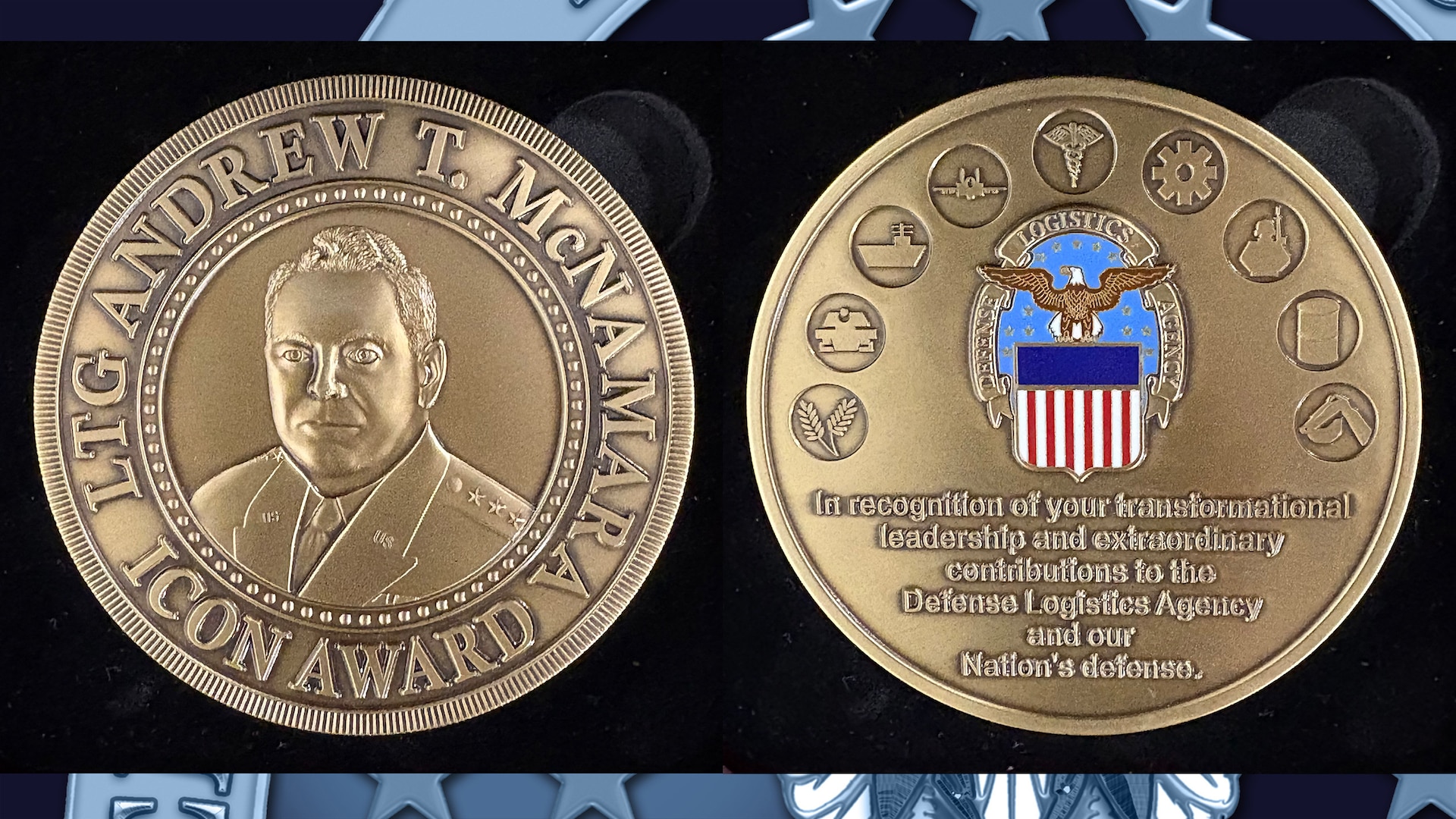 two sides of a golden coin is shown,