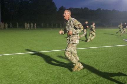 U.S. Army Senior Enlisted Advisor John T. Raines III, senior enlisted advisor to the chief, National Guard Bureau, participates in the Combat Field Test during the Kentucky National Guard’s pre-command course at Wendell H. Ford Regional Training Center in Greenville, Kentucky, Aug. 15, 2026.