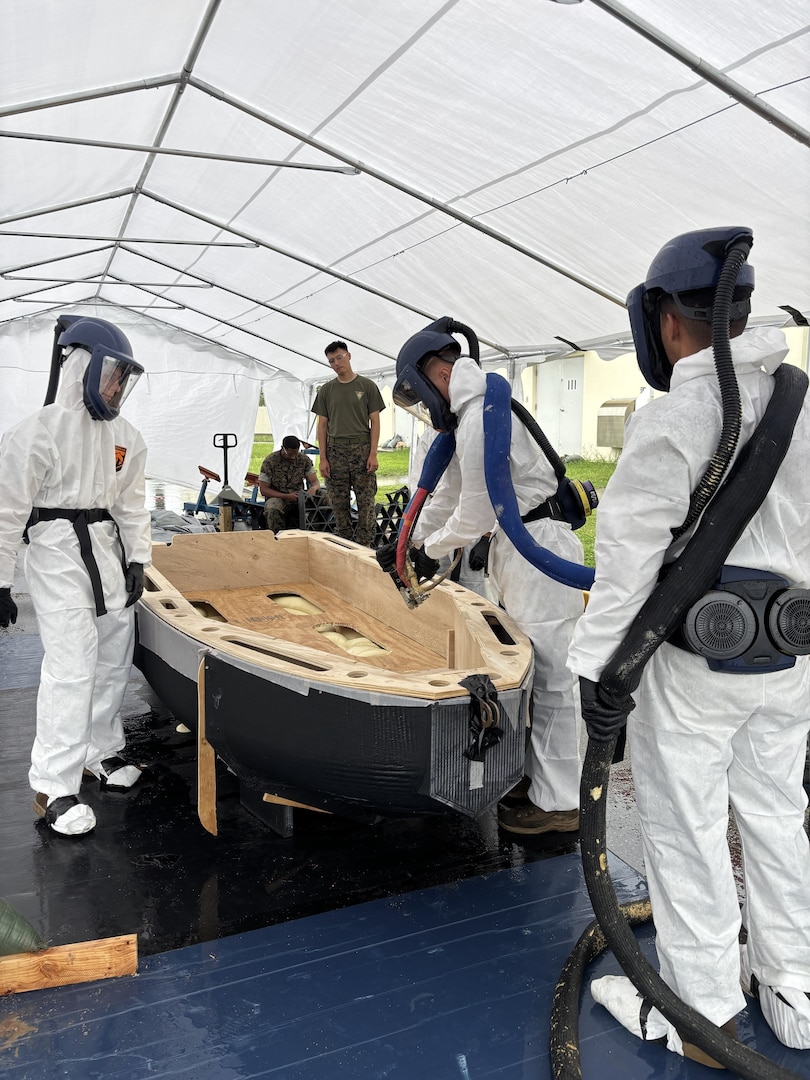 Marines Learn Foam Raiding Craft Manufacturing