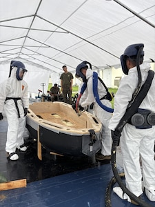 Marines Learn Foam Raiding Craft Manufacturing