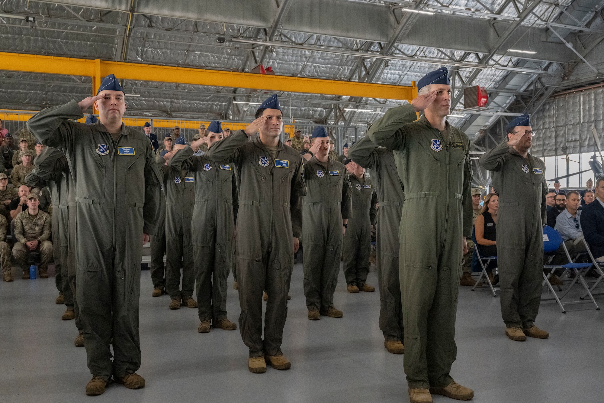 Service members saluting.