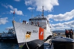 Coast Guard Cutter Harriet Lane (WMEC 903) moors at Joint Base Pearl Harbor-Hickam, Honolulu, Hawaii, Aug. 12, 2026. The cutter was deployed in support of Operation Blue Pacific and conducted maritime law enforcement operations with law enforcement entities in Fiji, Papua New Guinea, Australia, and Solomon Islands. (U.S. Coast Guard photo by Petty Officer 3rd Class Avery Tibbets)