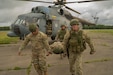 U.S. Airmen with the 193rd Special Operations Medical Group Detachment 1 participate in Exercise Strong Shield 26-2 in Lithuania, June 8-14, 2026. The multinational field tactical exercise strengthened medical readiness and provided participants an opportunity to train alongside international partners in challenging field conditions. (Courtesy photo)