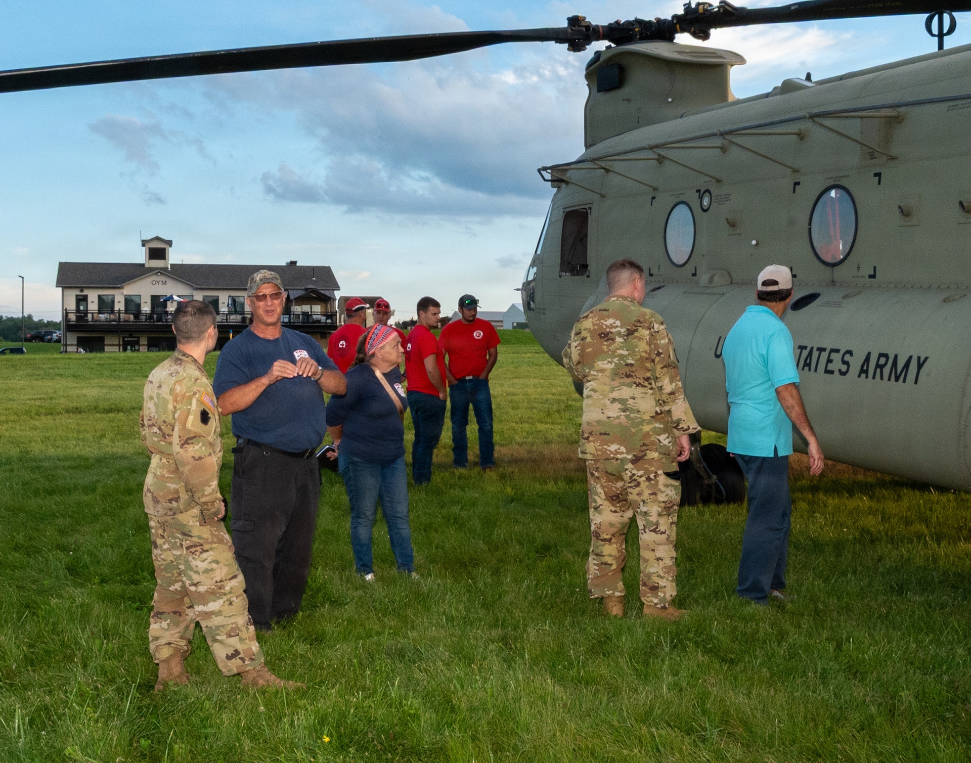ST. MARYS, Pa. – The Pennsylvania Army National Guard provides a unique training experience for about 80 firefighters and rescue personnel from several regional fire companies in the communities surrounding the St. Marys Municipal Airport and its most common helicopter flight routes for aircraft operating out of the PAARNG’s Army Aviation Support Facility No. 2 in nearby Johnstown during a helicopter orientation training event for emergency responders Aug. 26. (Pennsylvania National Guard photo by Wayne V. Hall)