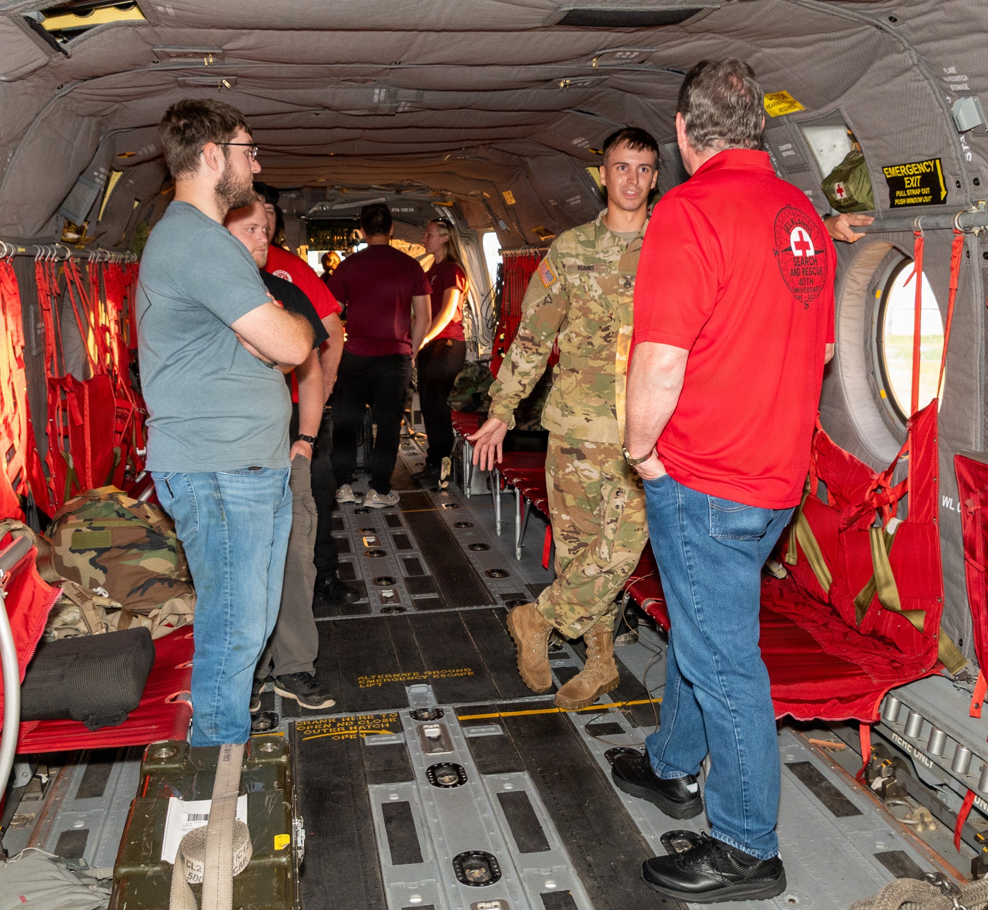 ST. MARYS, Pa. – The Pennsylvania Army National Guard provides a unique training experience for about 80 firefighters and rescue personnel from several regional fire companies in the communities surrounding the St. Marys Municipal Airport and its most common helicopter flight routes for aircraft operating out of the PAARNG’s Army Aviation Support Facility No. 2 in nearby Johnstown during a helicopter orientation training event for emergency responders Aug. 26. (Pennsylvania National Guard photo by Wayne V. Hall)