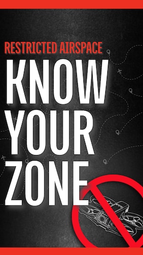 A graphic illustration created using Adobe Express, Aug. 28, 2026, for Davis-Monthan Air Force Base, Arizona. The graphic was designed to educate the public on unmanned aircraft system (UAS) restrictions and reinforce that Davis-Monthan AFB is a restricted airspace environment where unauthorized drone operations are prohibited in support of installation security, flight safety, and mission readiness. (U.S. Air Force graphic by Airman 1st Class Samantha Melecio)