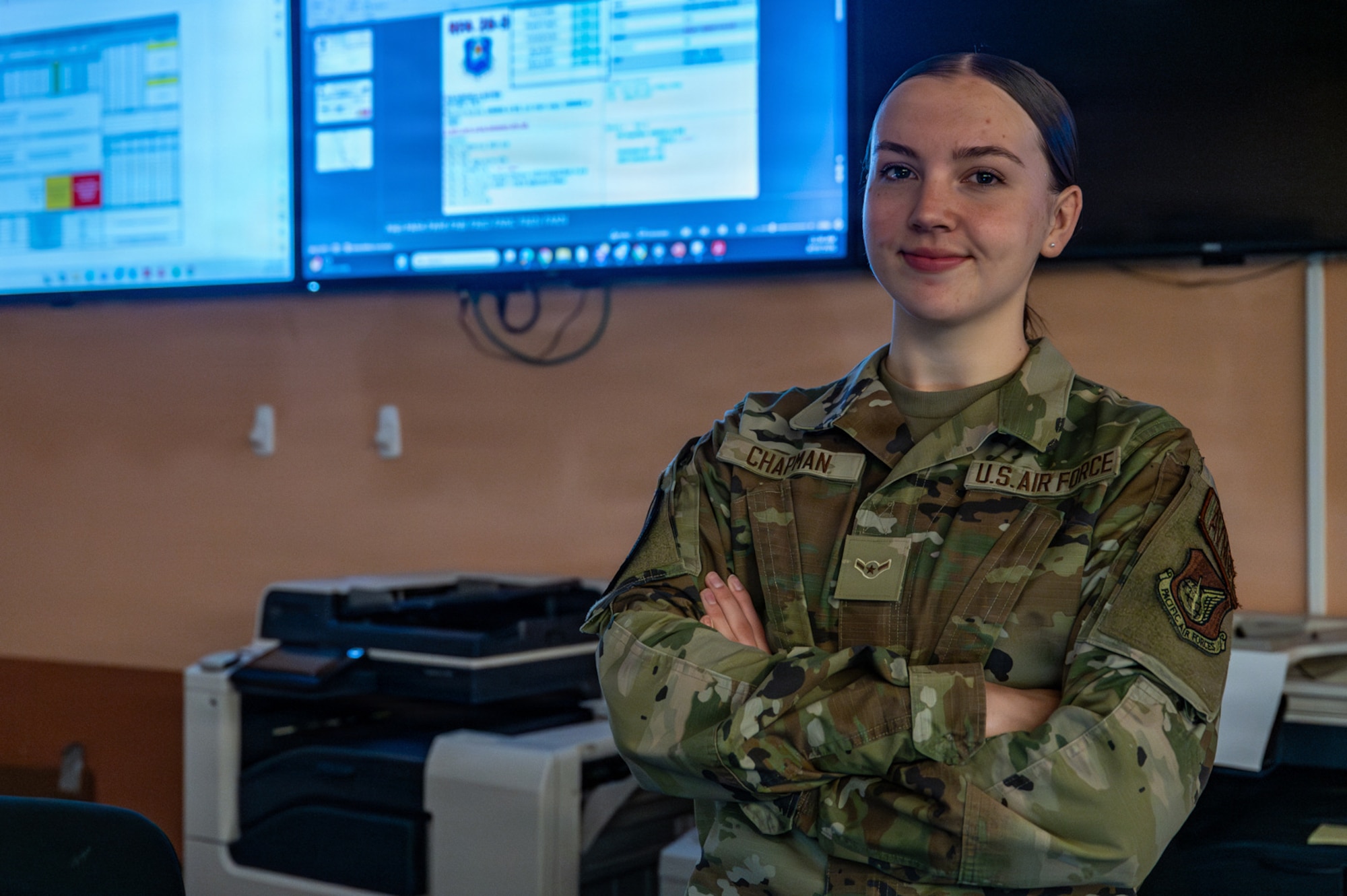 U.S. Air Force Airman Stephanie Chapman, 13th Fighter Squadron aviation resource manager, poses for a photo during RED FLAG-Alaska 26-3 at Eielson Air Force Base, Alaska, Aug. 20, 2026.