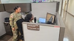Command Sgt. Maj. JennyAnne Bright, the command sergeant major for the Mission and Installation Contracting Command. Discusses contracting actions with Staff Sgt. Danielle Reed, a contracting  from the 901st CBn as she works on a barracks construction requirement contract at Fort Hood July 28, 2026.