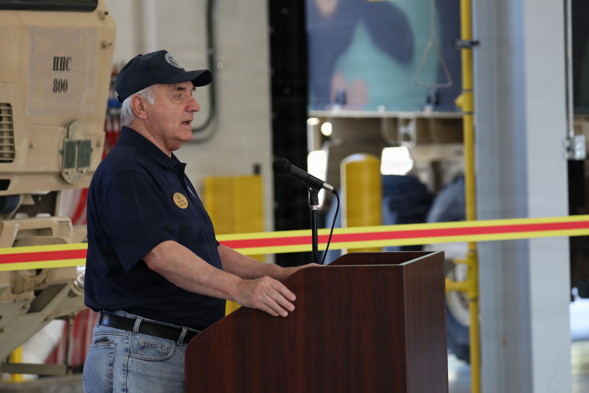 Bob Porter, district field director from the office of Congressman Thomas Massie, speaks during a ceremony celebrating the opening of the new Field Maintenance Shop 7 in Burlington, Kentucky, Aug. 24, 2026.