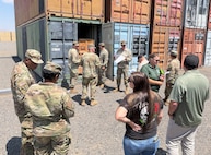 Army Soldiers review medical equipment and supply maintained at Sierra Army Depot, California.