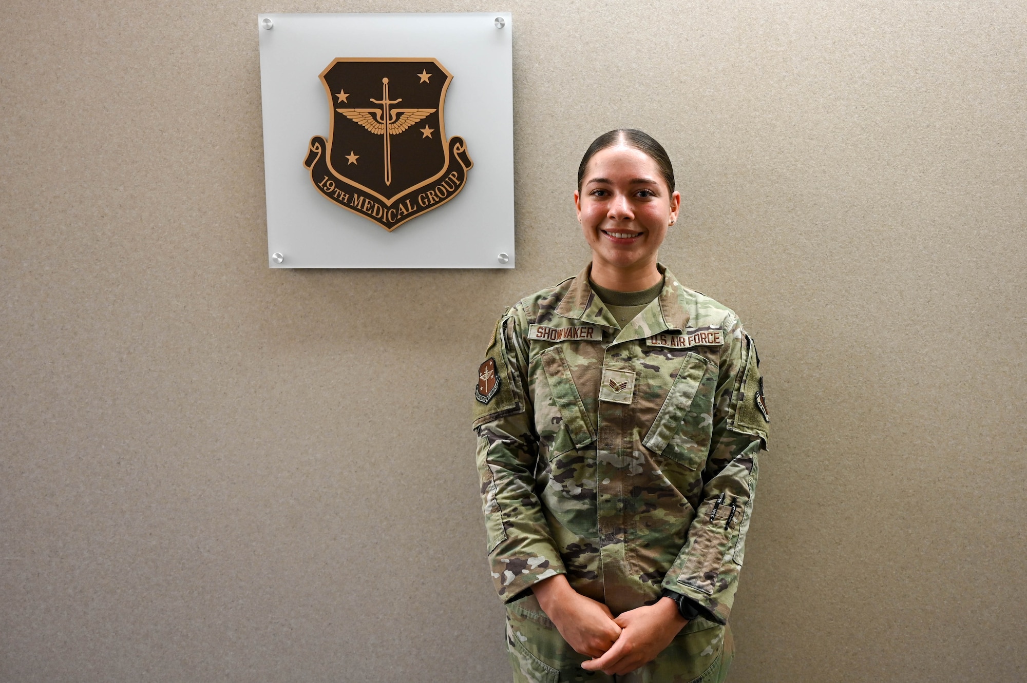 An Airman poses for a photo.