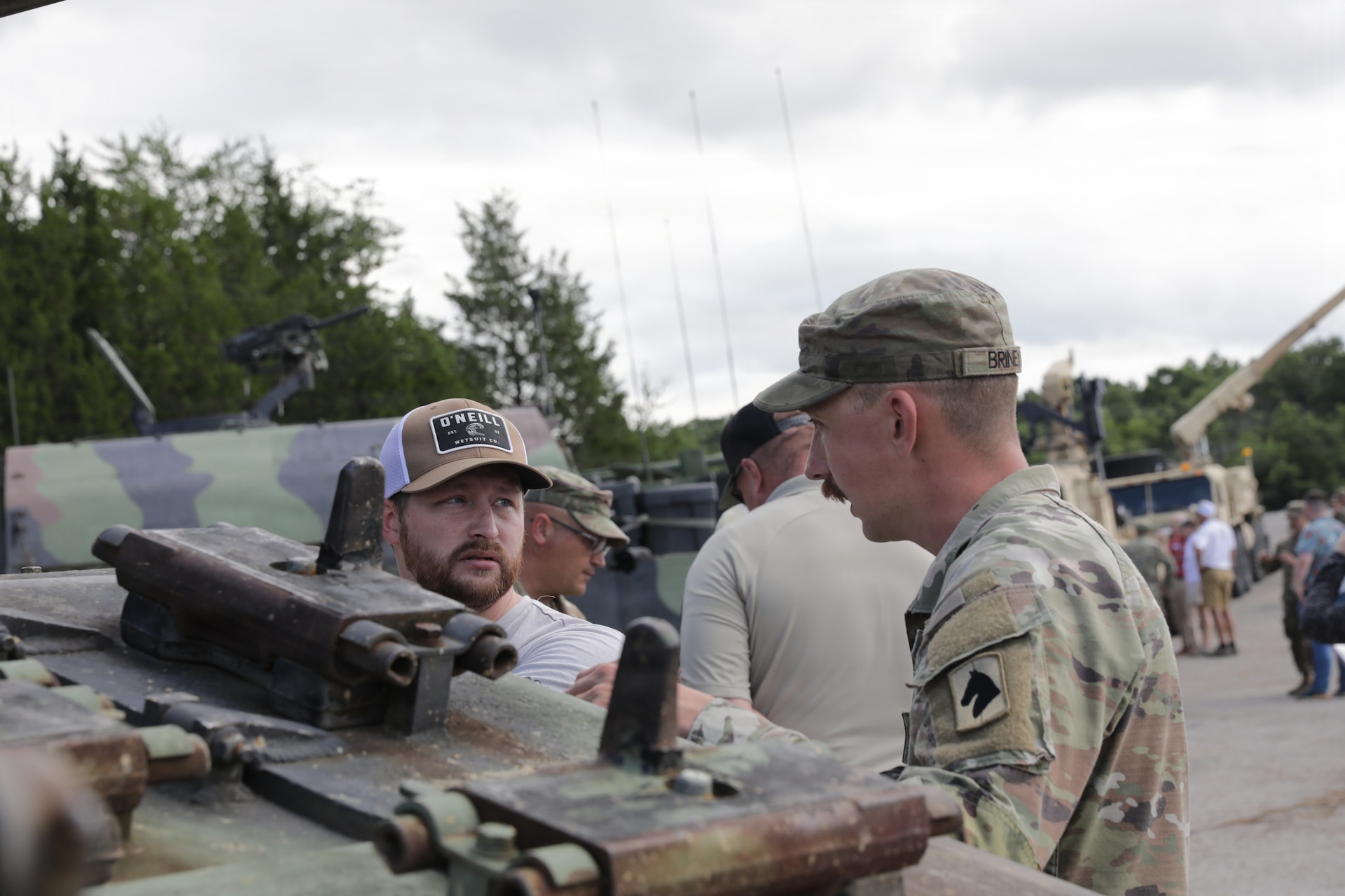 Kentucky Army National Guard Soldiers with the 38th Infantry Division Artillery host civilian employers during an Employer Support of the Guard and Reserve Boss Lift at Fort Knox, Kentucky, June 12, 2026.
