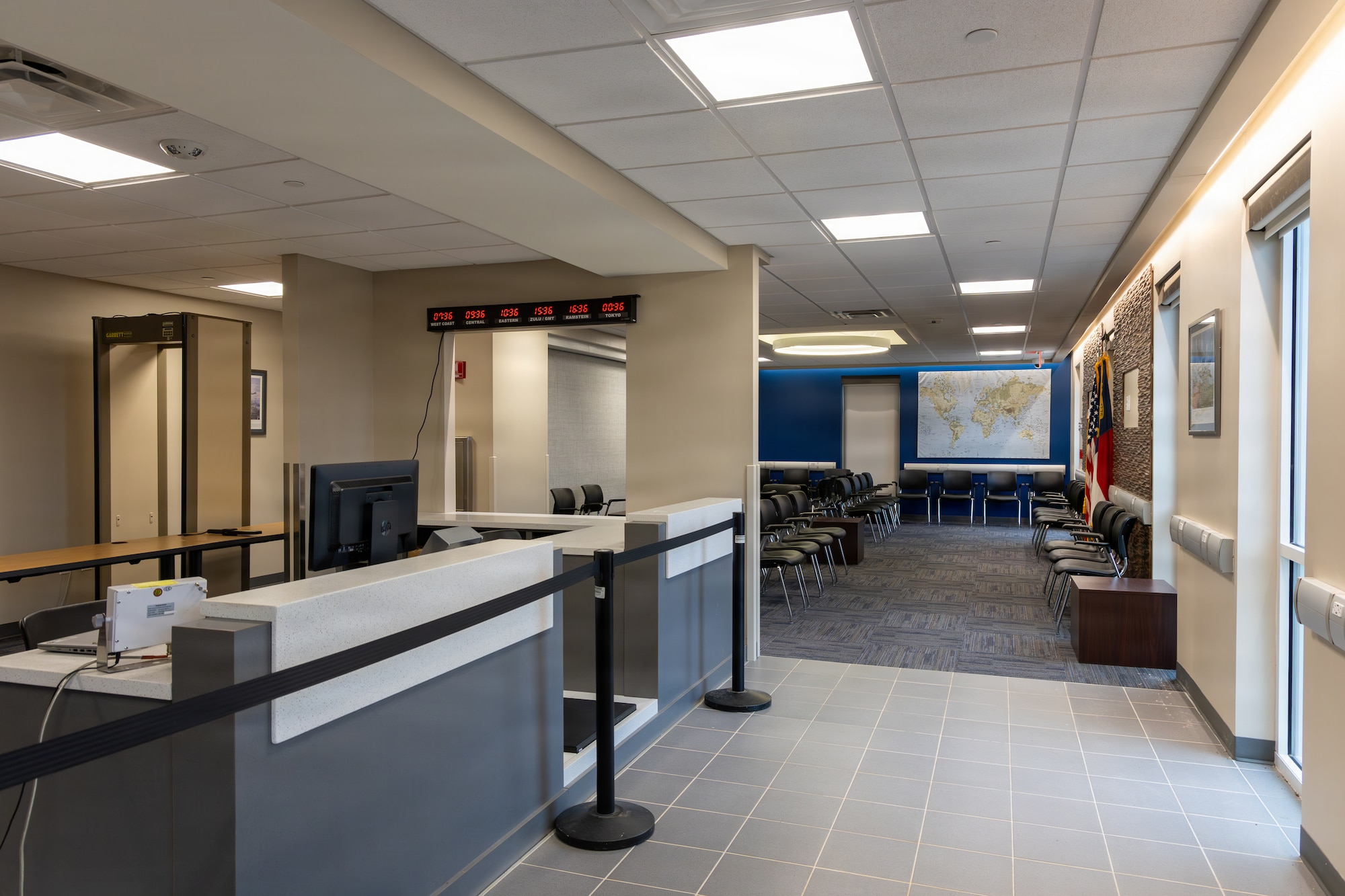 The Space-Available (Space-A) check-in counter of the David Small Air Terminal at the Charlotte Air National Guard Base, Charlotte, N.C., Dec. 18, 2025
