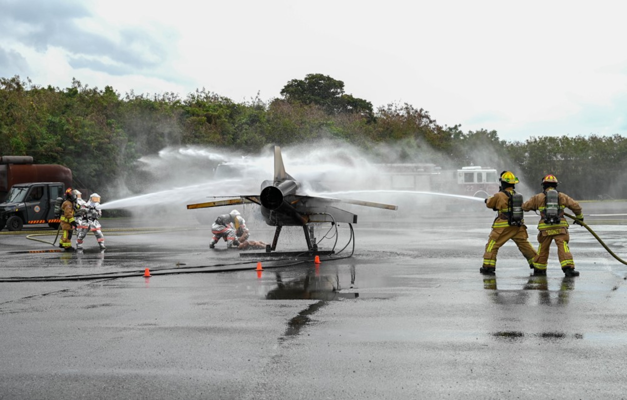 Service members participating in training.