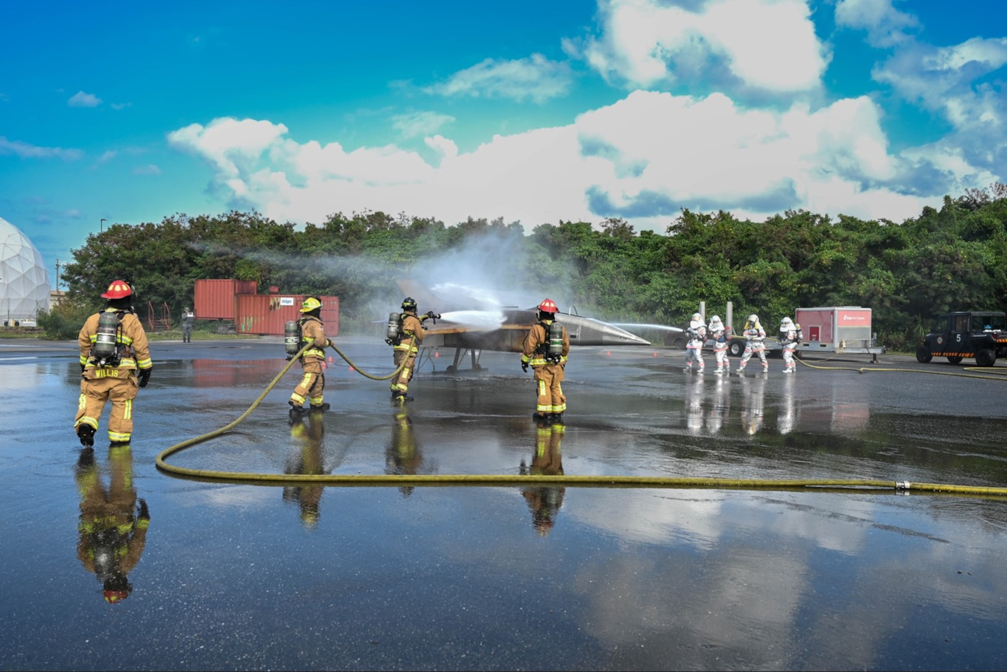 Service members participate in training.