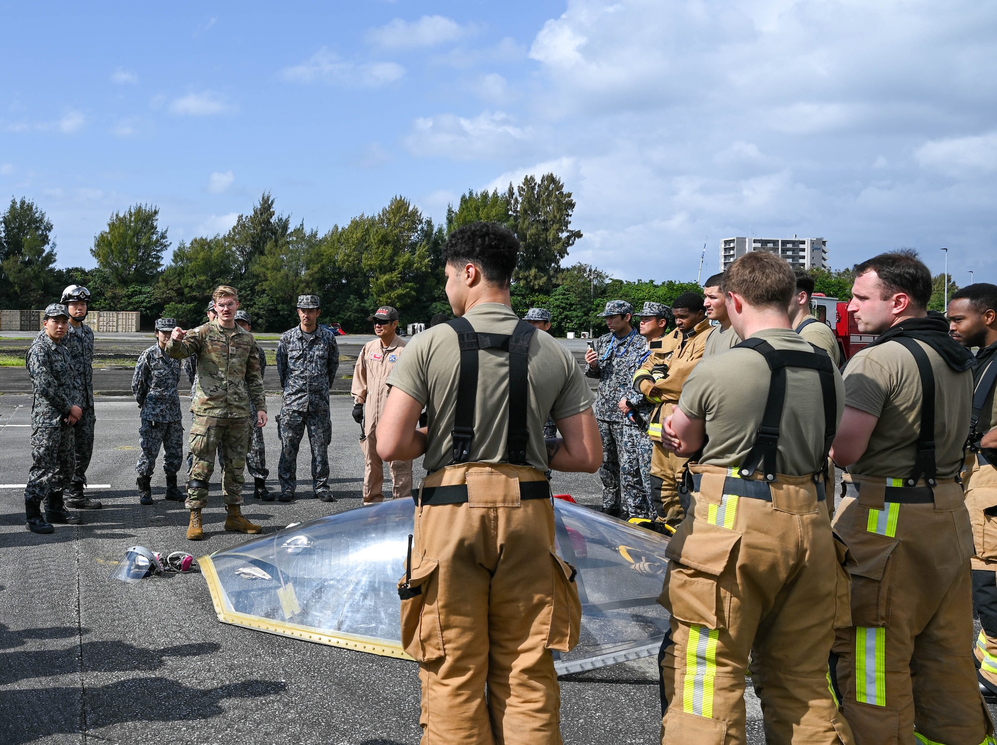 Service members participate in training.