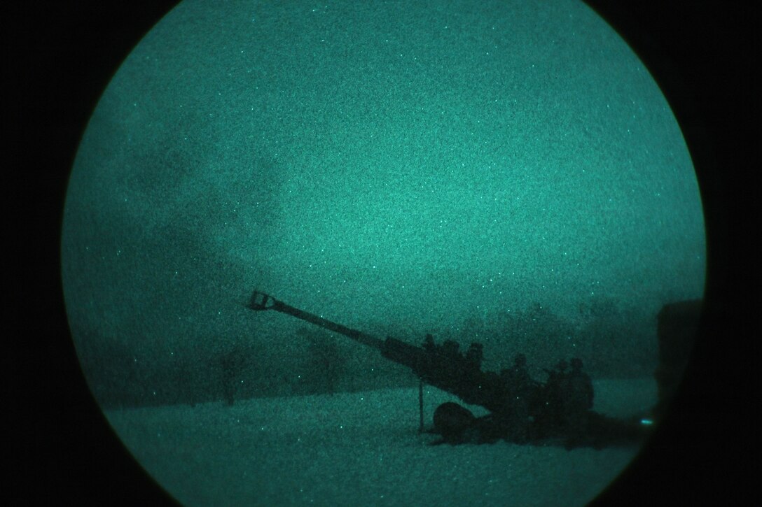 U.S. Soldiers assigned to 4th Battalion, 319th Airborne Field Artillery Regiment, 173rd Airborne Brigade, fire an M777 Howitzer during a live-fire exercise as part of Dynamic Front 26 at 7th Army Training Command's Grafenwoehr Training Area, Jan. 29, 2026. Dynamic Front is the practical application of the Eastern Flank Deterrence Line that enhances US and NATO's capability to coordinate lethal and non-lethal effects in a distributed battlefield. (U.S. Army photo by Kevin Sterling Payne)